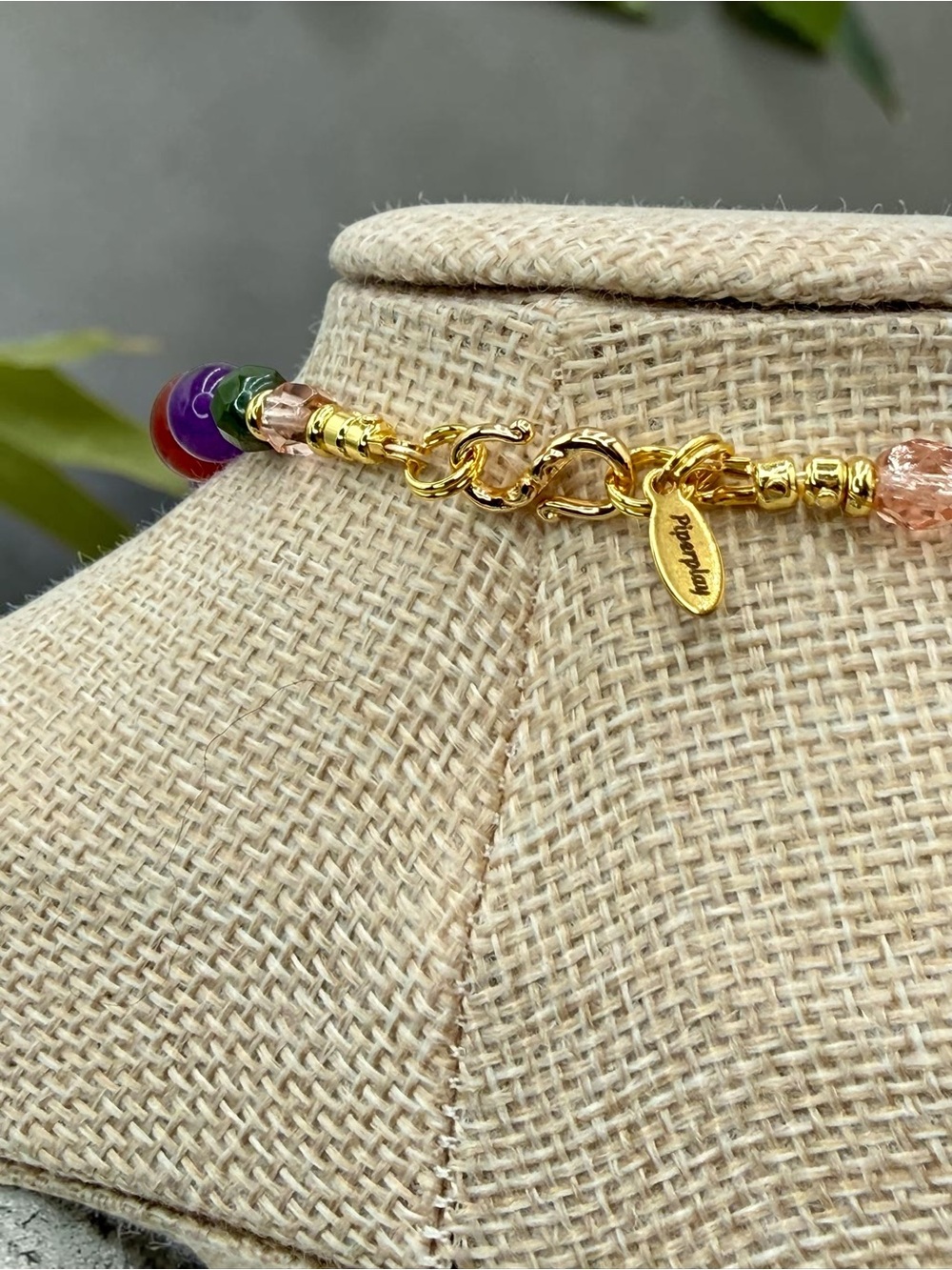 Artisan Handmade Amethyst Carnelian Lampwork Floral Necklace 20” Gold Floral Lux - Picture 9 of 17